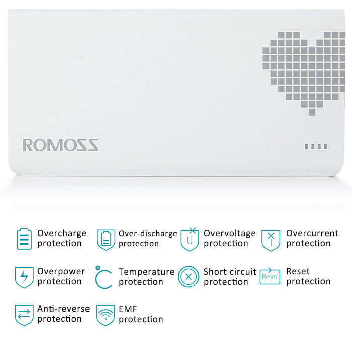 Original ROMOSS Sense6 Dual USB 20000mAh Power Bank Mobile Power Charger - Red+White