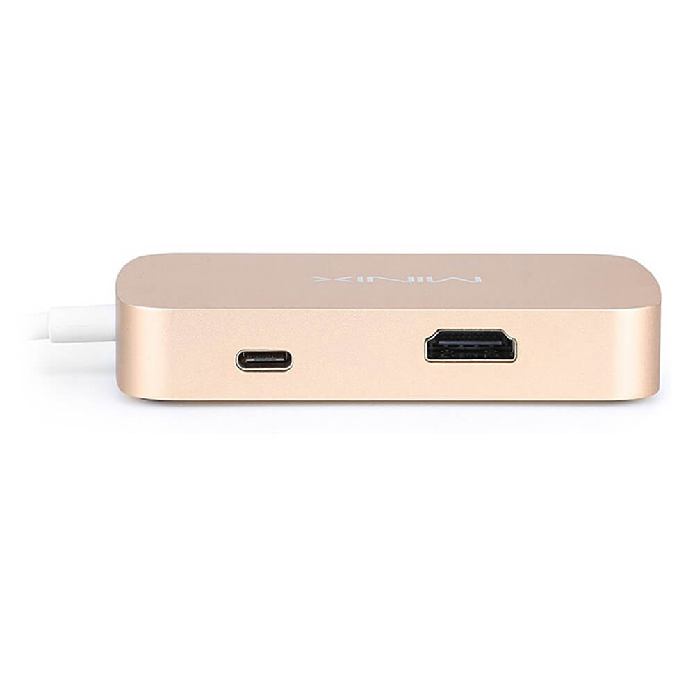 [HK Stock]MINIX NEO-C-HGO USB 3.1 Type-C to HDMI 4K HDTV Converter Adapter with SD Card Gigabit Ethernet Ports - Gold