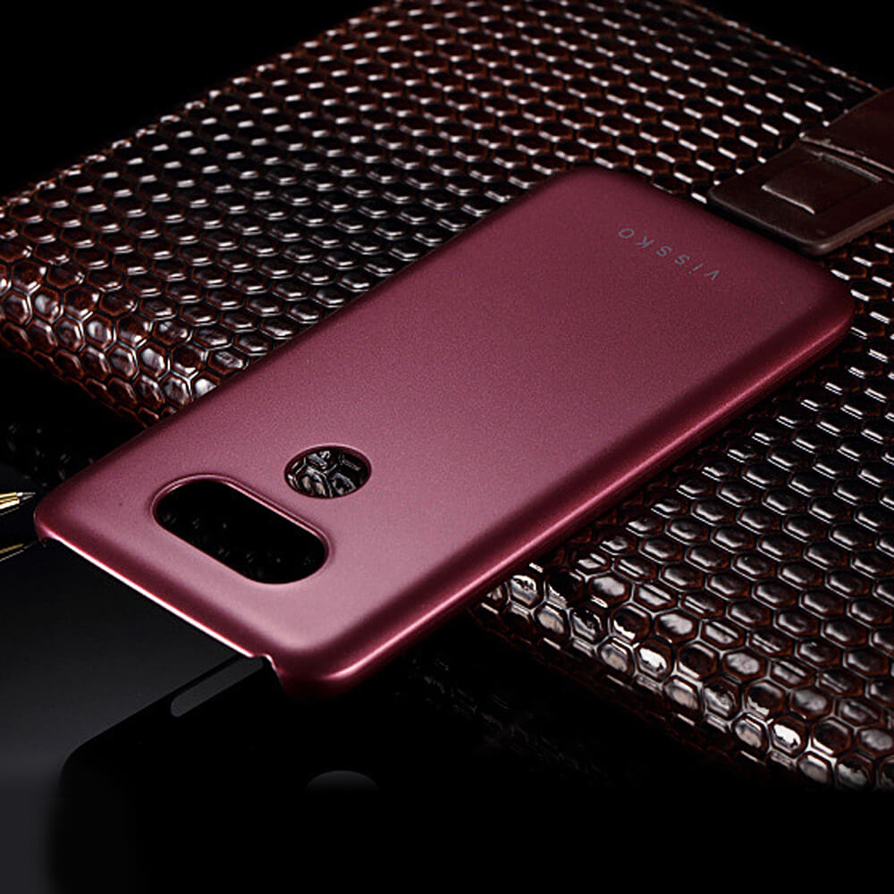Vissko For LG G5 Phone Case PC Hard Shell Pearly Protective Back Cover - Rose Red