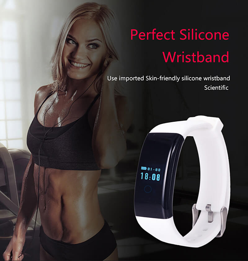 D21 DFit Smart Bracelet Heart Rate Monitor Fitness Tracker Bluetooth 4.0 IP66 Sports Smartband For iOS Android - White