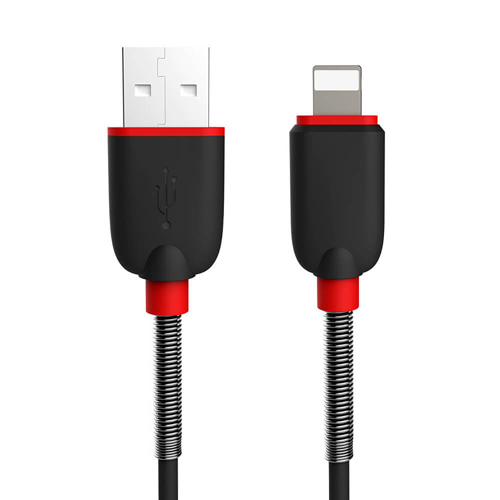 Baseus 1m Super Stretchy 8Pin Compatible Charging Cable For iPhone6S / Plus / 5s / iPad Air/iPad mini2/3 -Black&Red