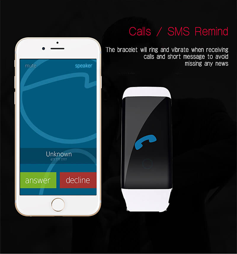 D21 DFit Smart Bracelet Heart Rate Monitor Fitness Tracker Bluetooth 4.0 IP66 Sports Smartband For iOS Android - White