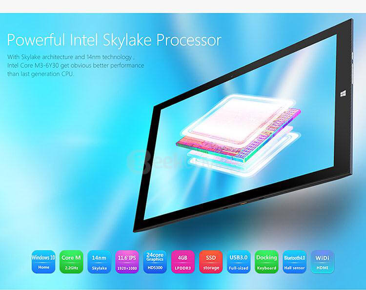 [Spain Stock]Teclast X3 Pro 2in1 Ultrabook Tablet 11.6 inch Windows10 8GB RAM 128GB SSD Intel Skylake Core M3-6Y30 2.2GHz IPS 1920*1080 - Black