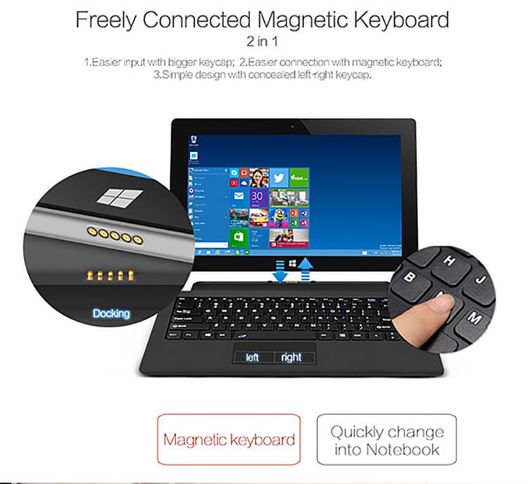 Jumper EZpad 5S Flagship 11.6 inch Intel Cherry Trail Z8300 Windows10 4GB/64GB 2in1 Ultrabook Tablet PC Quad Core 1.84GHz IPS 1920*1080 HDMI - Silver