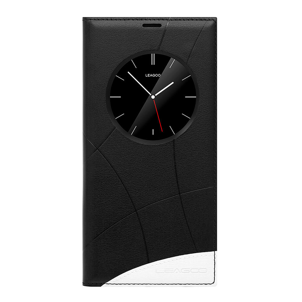 [HK Stock]Original Leather Case For LEAGOO ALFA 1 Smartphone Flip Cover Protective Case With Back Shell And Window - Black