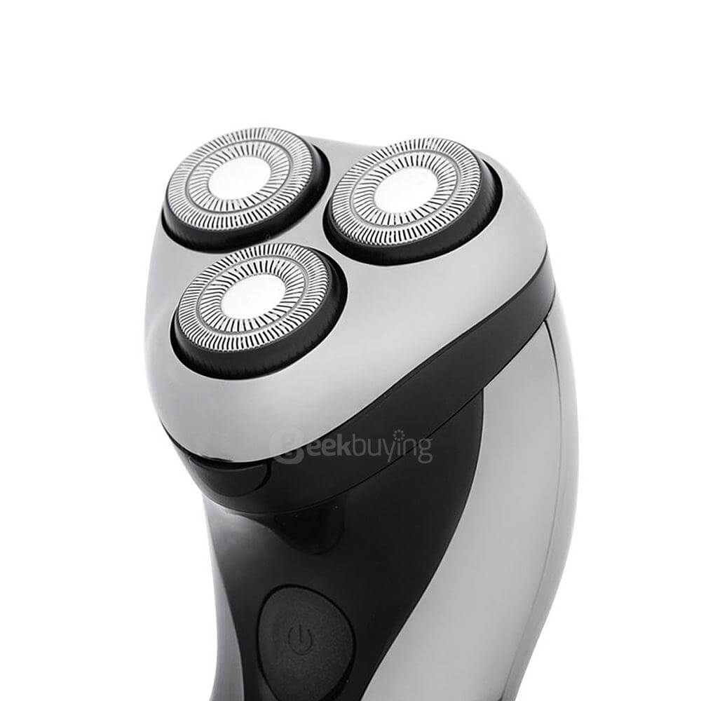 POVOS PQ8508 Washable Rotary Electric Men's Shaver Razor with Pop-up Trimmer - Black + Gray