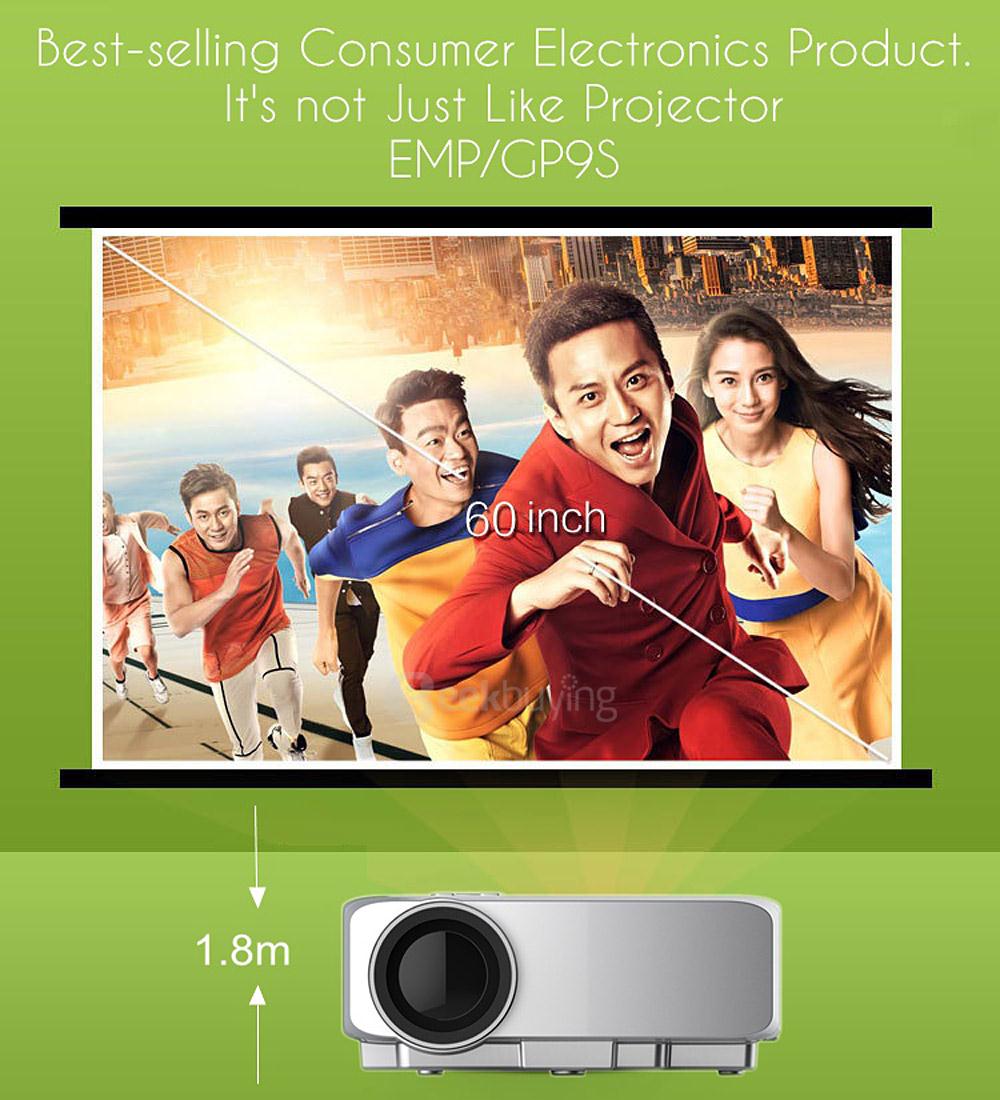 GP9S Mini LED Projector Home Theater Projector 1080P 800 Lumens 800x480 SD/HDMI/VGA/AV/USB
