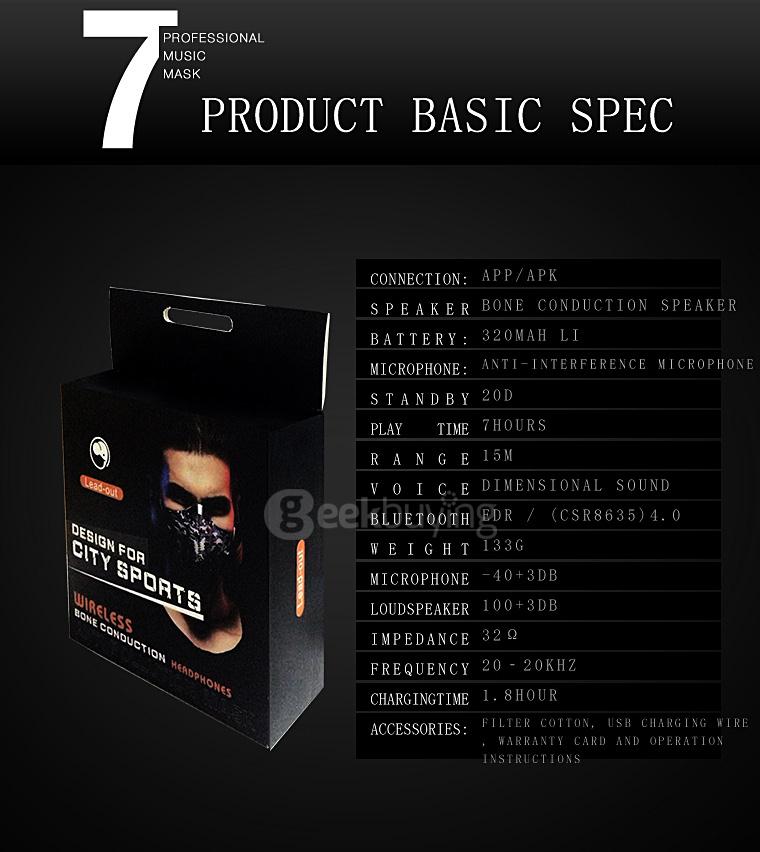 Original Digicare Wireless Bluetooth 4.0 Bone Conduction Headphones Anti-Pollution Mask