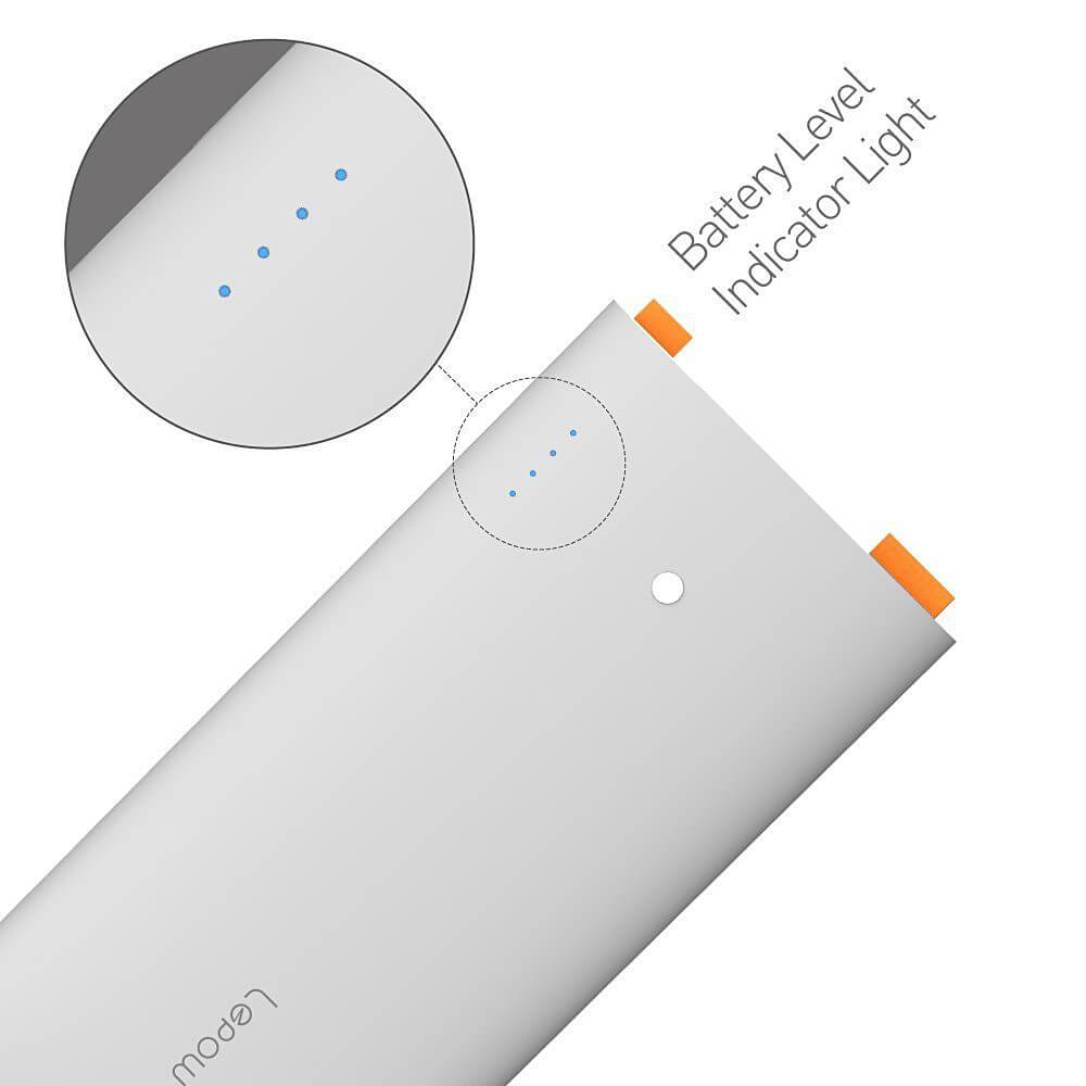 Lepow U-Stone 12000mAh Polymer Power Bank for Mobile Phone - Gray