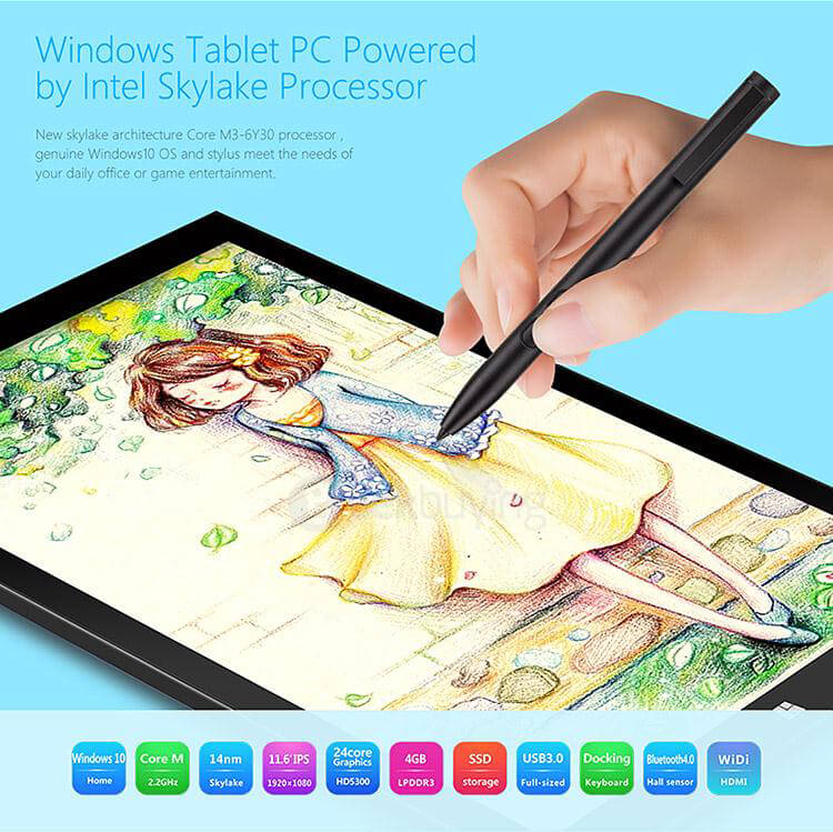 Teclast X3 Pro 2in1 Tablet Intel Skylake Core M3-6Y30 8GB RAM 128GB SSD 11.6 inch Windows10 OS Dual Core 2.2GHz IPS 1920*1080 - Black