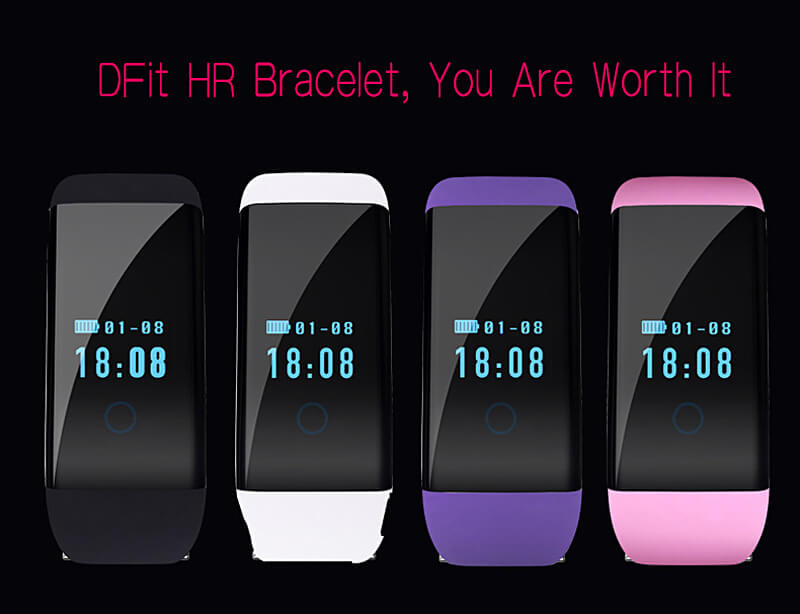 D21 DFit Smart Bracelet Heart Rate Monitor Fitness Tracker Bluetooth 4.0 IP66 Sports Smartband For iOS Android - Purple