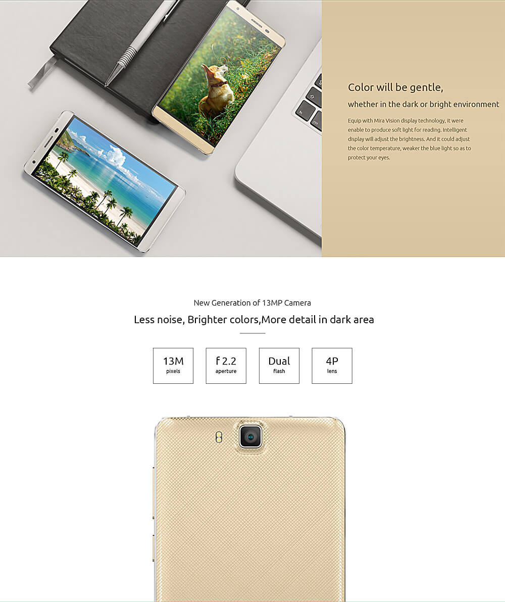 [HK Stock]CUBOT H2 Smartphone 5.5inch IPS HD 4G FDD-LTE Android 5.1 3GB 16GB MTK6735A Quad Core 5000mAh Battery - Gold