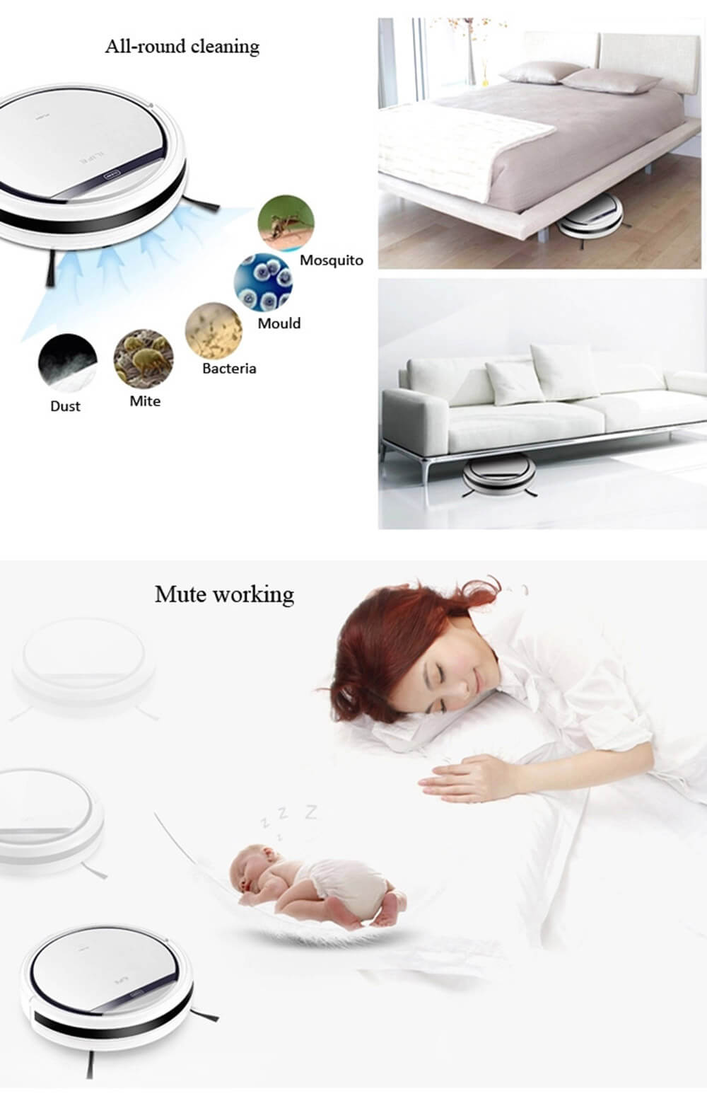 Ilife V3 Intelligent Robotic Vacuum Cleaner Sweeper - White