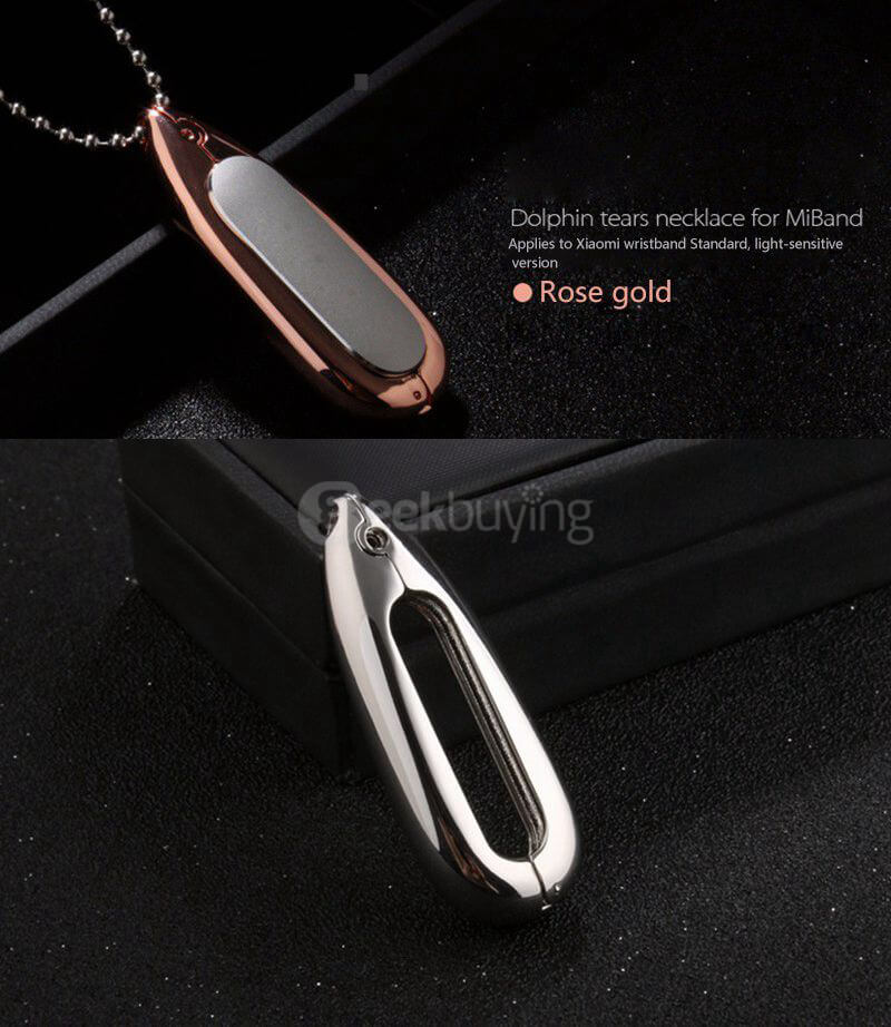 New Water Drop-shaped Metal Necklace Pendant Case for Xiaomi Miband / 1S Smart Bracelets - Gold