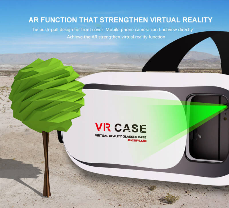 VR Case RK3Plus 3D Virtual Reality VR Headset IPD Focus Adjust FOV90 Gamepad Blu-ray Proof Toughened Glass  for 3.5 - 6 inch Smartphones