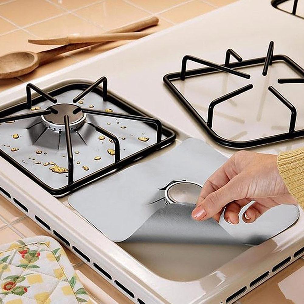 Reusable Silver Gas Range Protector Liner Non Stick Gas Hob Protectors