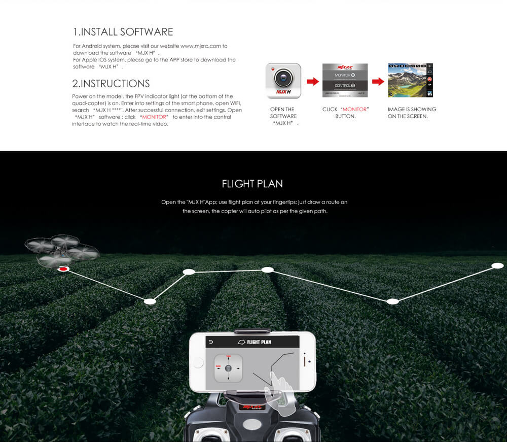 MJX X301H X-XERIEX WIFI FPV With 720P HD Camera Altitude Hold Mode RC Quadcopter RTF