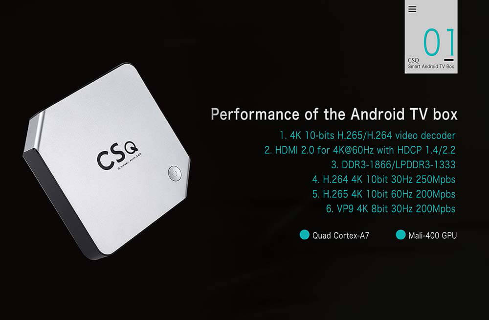 CSQ RK3229 4K KODI TV BOX 1G/8G 4K 10bit H.265/H.264 802.11 b/g /n