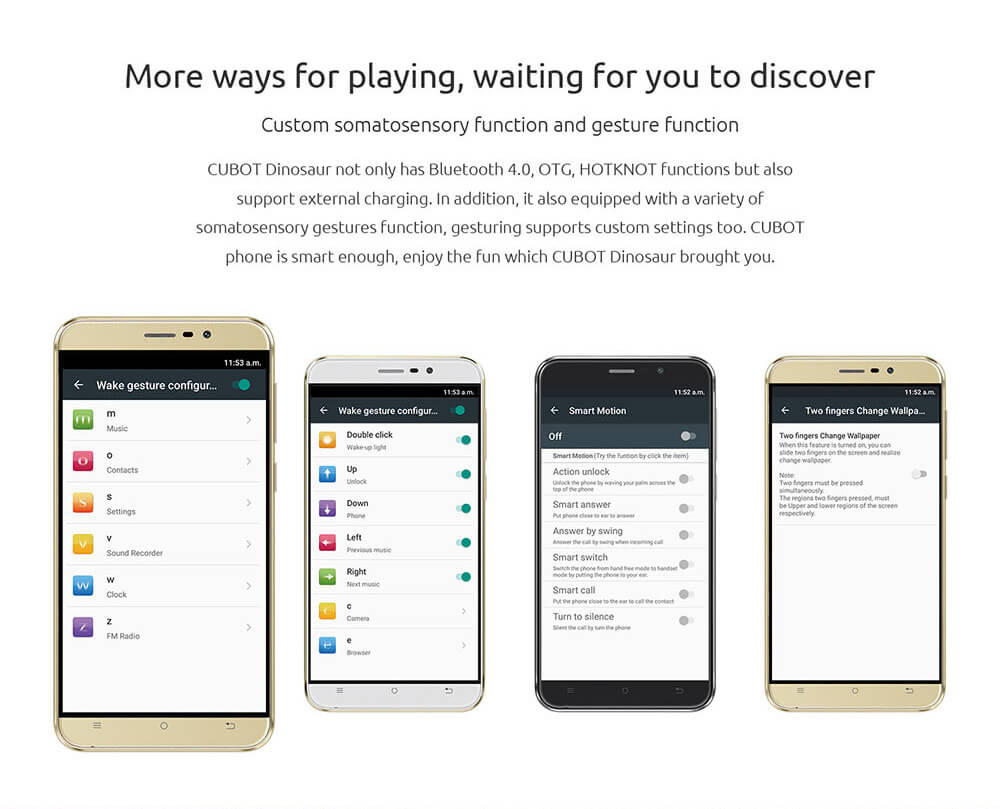[HK Stock]CUBOT DINOSAUR Smartphone 5.5inch IPS HD 4G FDD-LTE Android 6.0 3GB 16GB MTK6735A Quad Core 4150mAh Battery Utra-thin OTG Hoknot - Gold