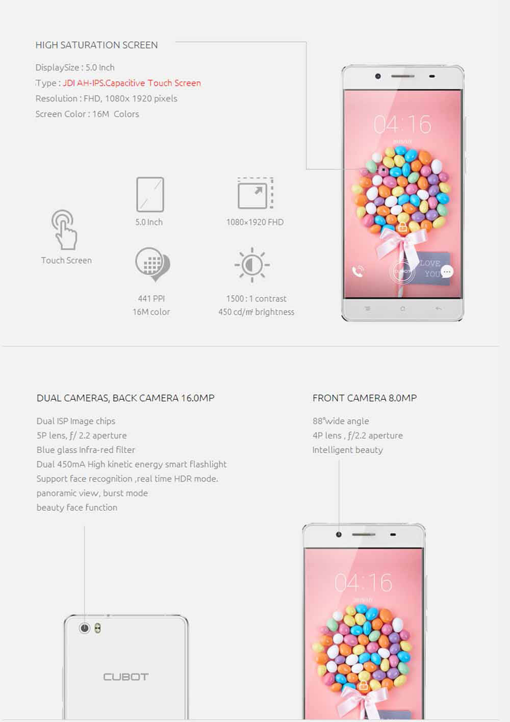 [HK Stock]CUBOT X17S 5.0inch FHD 4G FDD-LTE Android 5.1 3GB 16GB Smartphone 64bit MTK6735A Quad Core 8.0MP 16.0MP Ultra-thin OTG HotKnot - Black