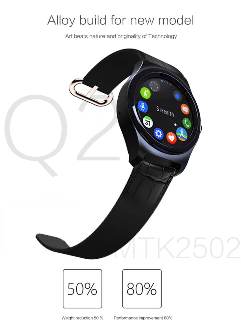 IQI Q2 MTK2502C Heart Rate Monitor Smartwatch Bluetooth 4.0 IP54 Activity Fitness Tracker Remote Control For Androind iOS - Black