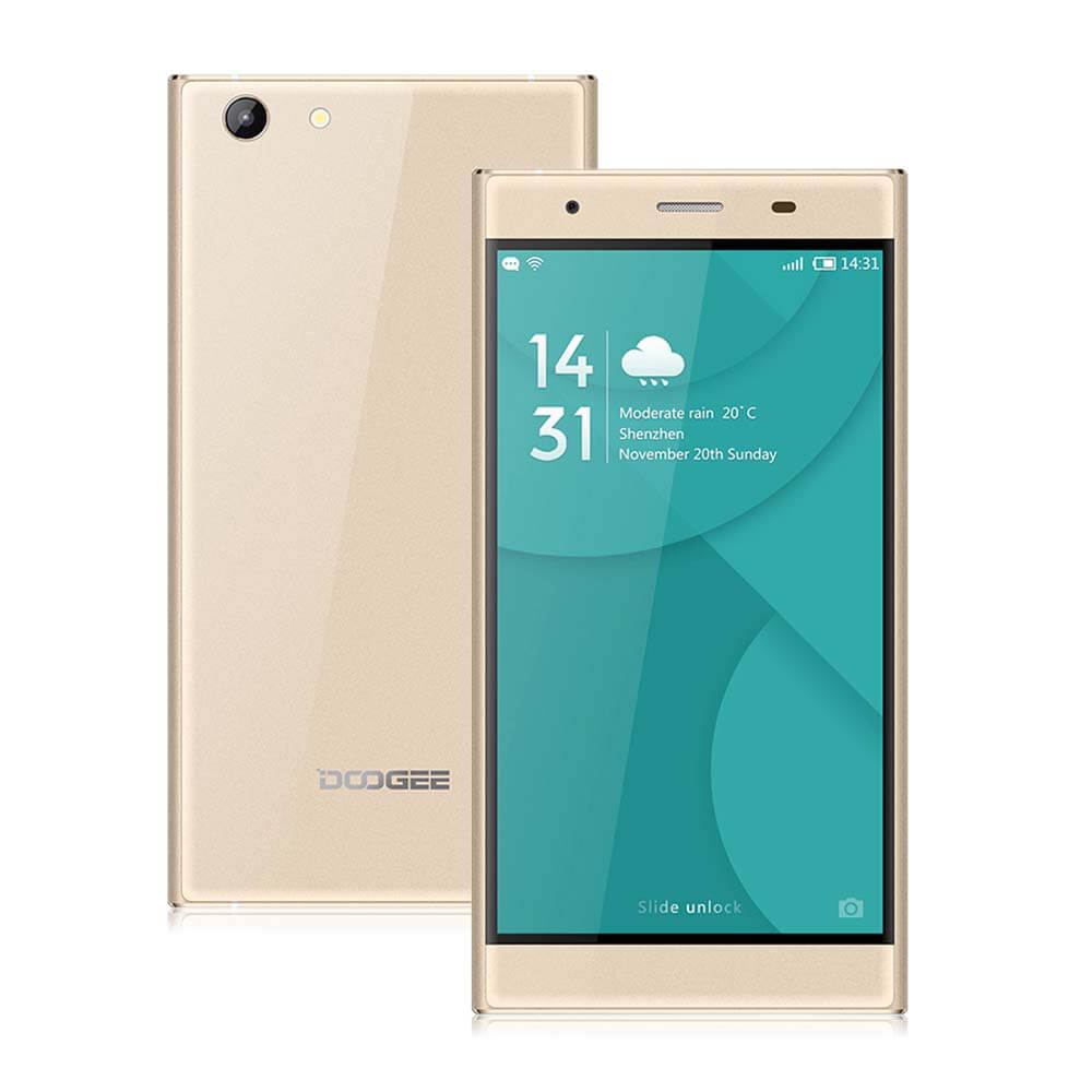 [HK Stock]DOOGEE Y300 5.0inch IPS HD 4G LTE Android 6.0 Smartphone 64-Bit MTK6735 Quad Core 2GB RAM 64GB Storage 13.0MP 5.0MP OTG - Gold