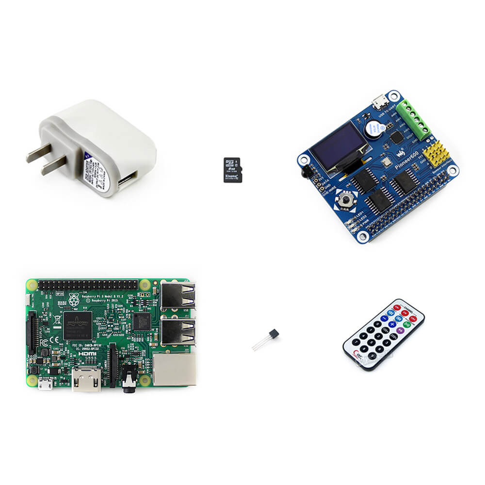 Raspberry Pi 3 Model B + Expansion Board Pioneer600 + 8GB Micro SD card + Accessories