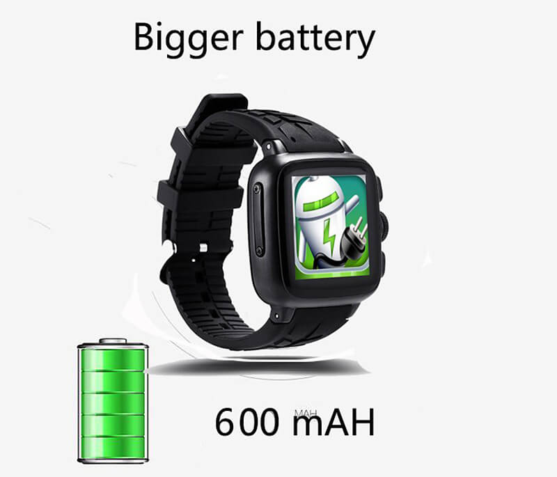 UWatch UC08 Android 4.4 3G WiFi GPS Smart Watch Phone MTK6572A Heart Rate Monitor 512MB 4GB SIM Card 3.0MP Camera 600mAh Battery IP67 Waterproof - Black