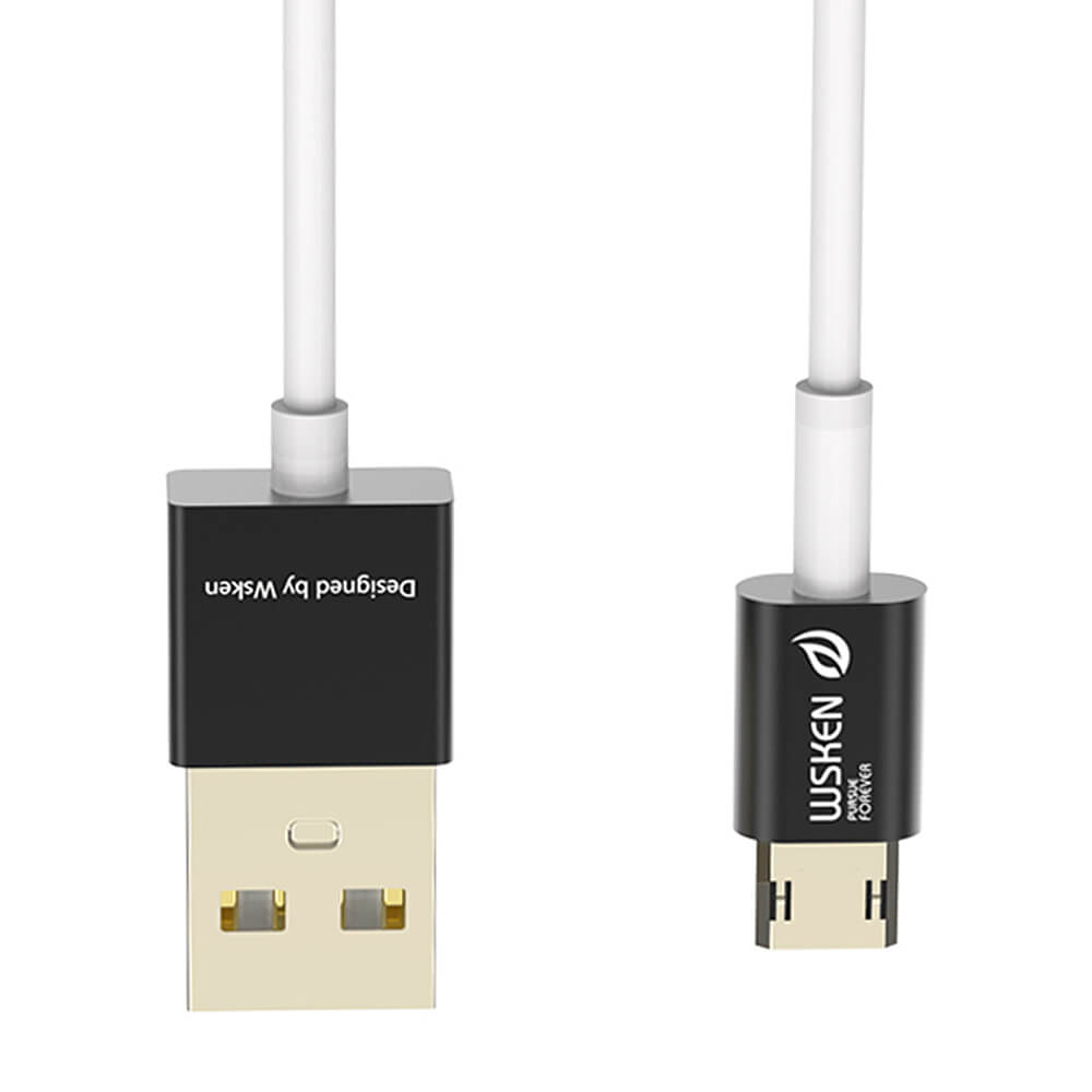 Wsken Micro USB Charging and Sync Aluminum Cable Double-sided Plug-in Data Cable For Android Phones And Tablets - Black