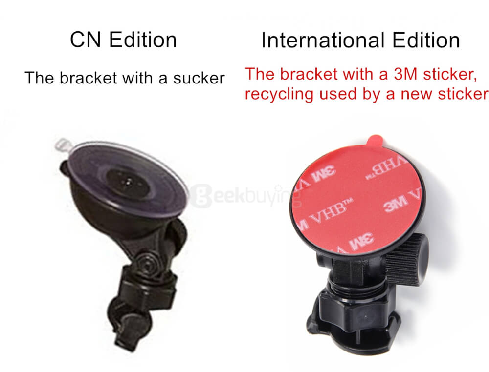 [International Edition] Xiaoyi Yi Smart Car DVR Dash Camera (Gold) + Car Suction Cup + 16GB Micro SD Card