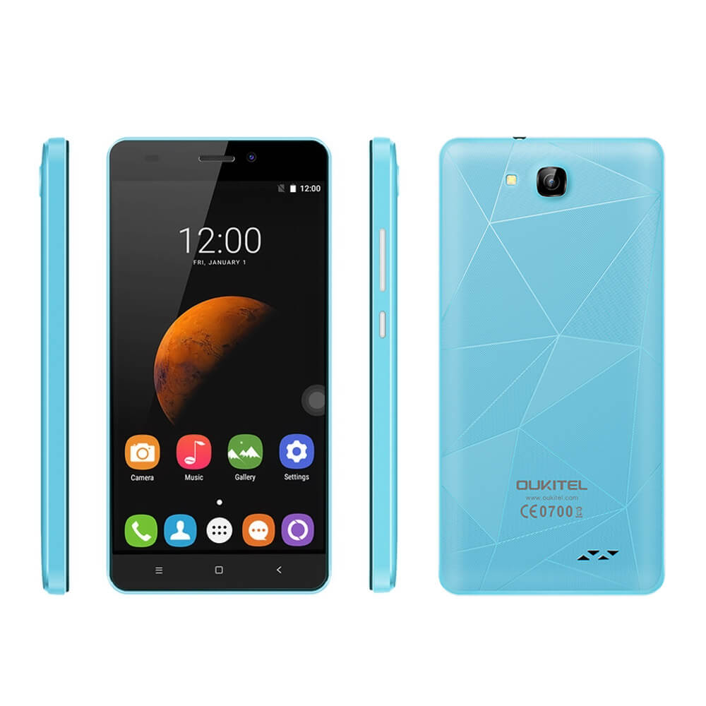 [HK Stock]OUKITEL C3 5.0 Inch HD Screen Android 6.0 MT6580A 3G Smartphone 1GB RAM 8GB ROM Quad Core 1.3GHz 8.0MP Camera WIFI GPS - Blue