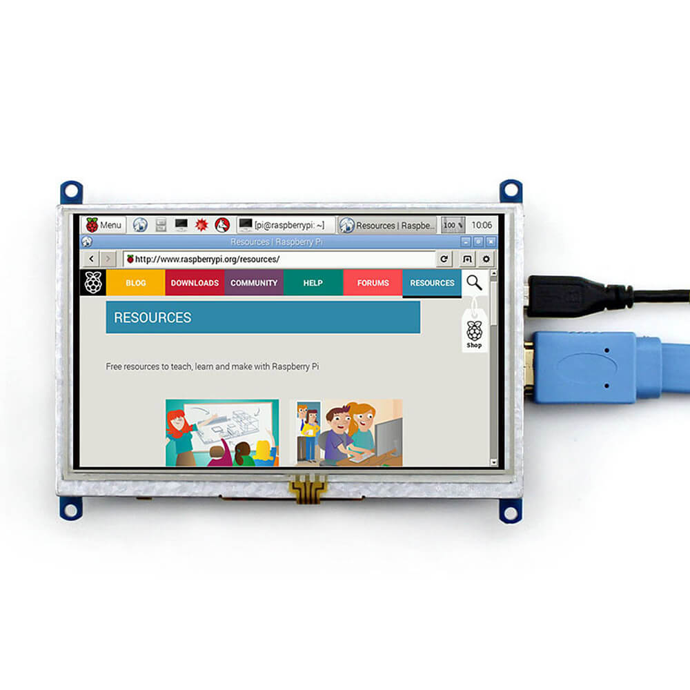 Raspberry Pi 3 Model B 5inch HDMI LCD (B) Bicolor Case 8GB Micro SD Card