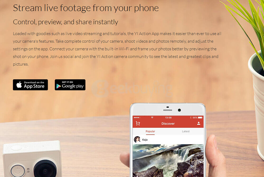 [HK Stock][Official US Edition] Xiaoyi YI Action Camera Xiaoyi Z23L Sports Camera (White) with Selfie & Bluetooth Remote