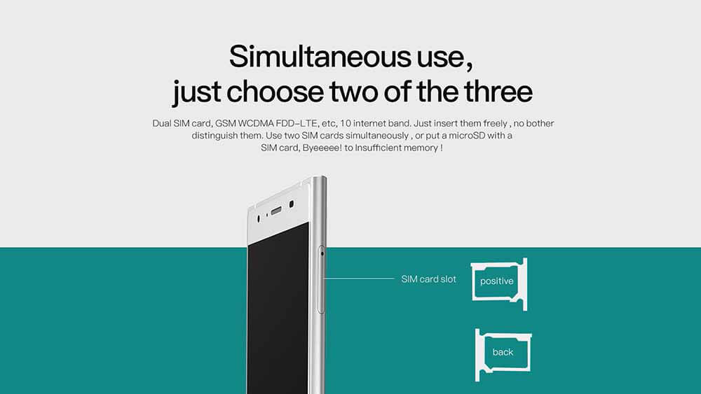 [HK Stock]DOOGEE Y300 5.0inch IPS HD 4G LTE Android 6.0 Smartphone 64-Bit MTK6735 Quad Core 2GB RAM  64GB Storage 13.0MP 5.0MP OTG - Silver