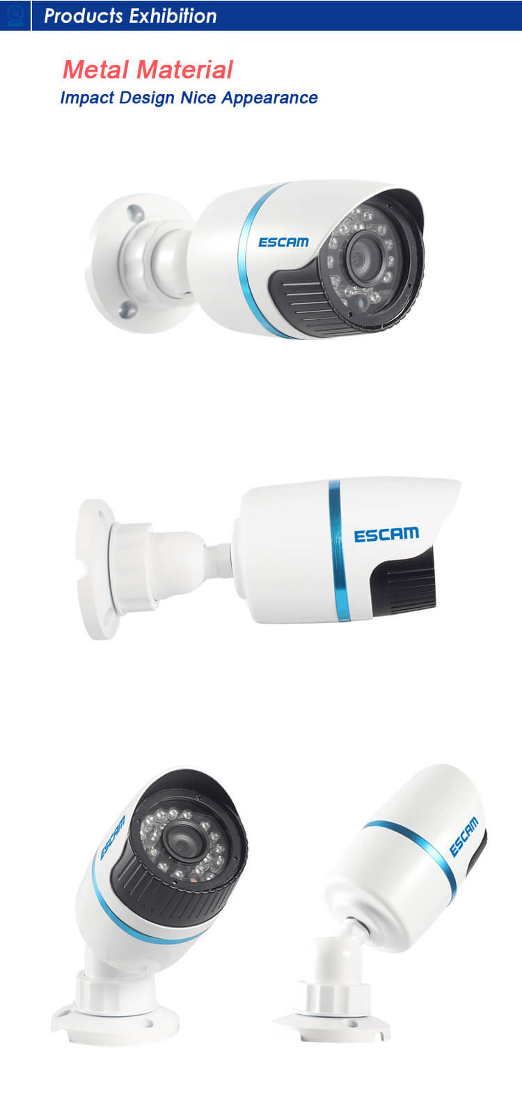 ESCAM Q630M ONVIF 1MegaPixel 720P P2P Mini IR Security IP Camera