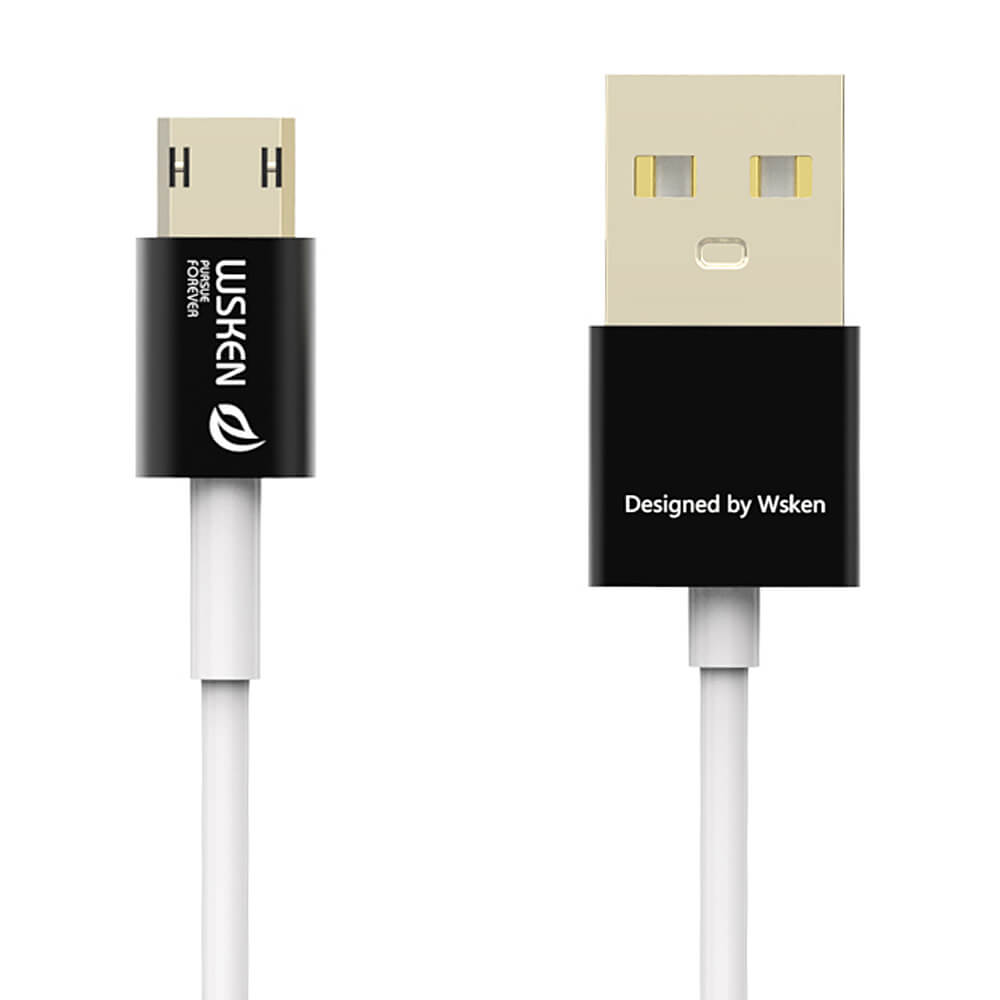 Wsken Micro USB Charging and Sync Aluminum Cable Double-sided Plug-in Data Cable For Android Phones And Tablets - Black