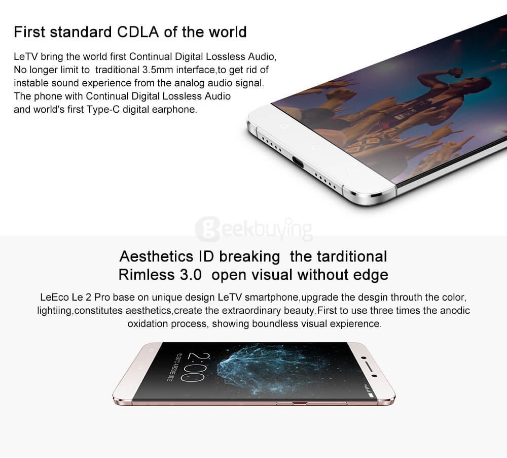 [Spain Stock]LeTV LeEco Le 2 Pro X625 5.5inch FHD 4G LTE Android 6.0 Helio X25 Smartphone MT6797 Deca Core 4GB 32GB 21.0MP Touch ID Type C Fast Charge - Rose Gold