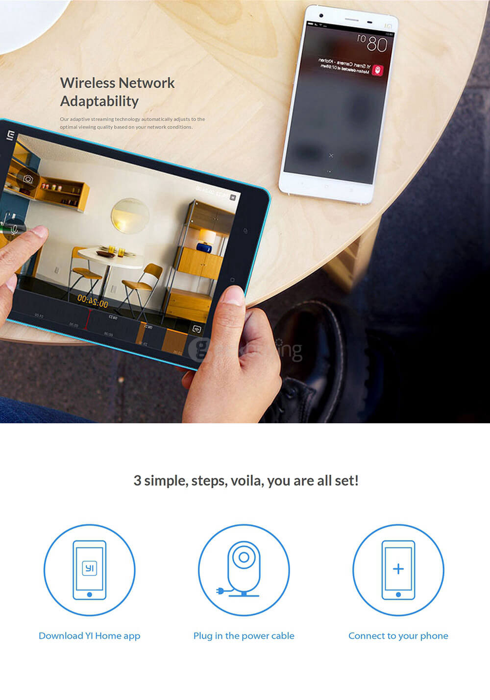 [Spain Stock]Official EU Edition YI Home Camera HD 720p Xiaomi Smart WiFi IP Camera Night Vision/ Motion Detection/ Video Monitor IP/ Network Surveillance/ Home security - Black