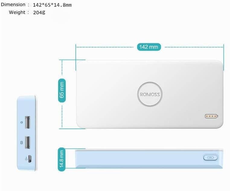 Original ROMOSS PB10S Qualcomm Quick Charge 2.0 10000mAh Dual USB Two Way Quick Charge Li-polymer Power Bank Mobile Power Charge