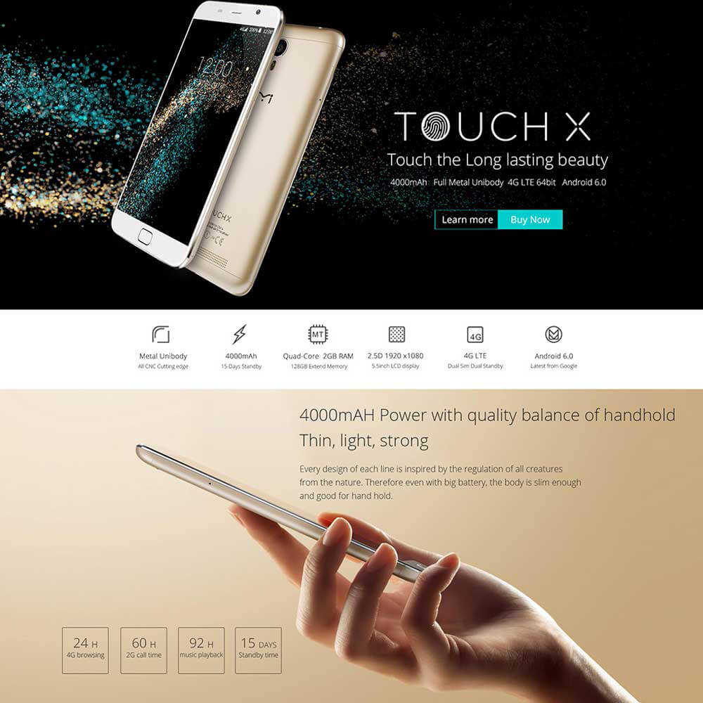 UMI TOUCH X 5.5inch 2.5D FHD 4G LTE Android 6.0 2GB 16GB Smartphone 64bit MTK6735A Quad-Core 1.3GHz 5.0MP 13.0MP 4000mAh OTG Metal Body - Gray