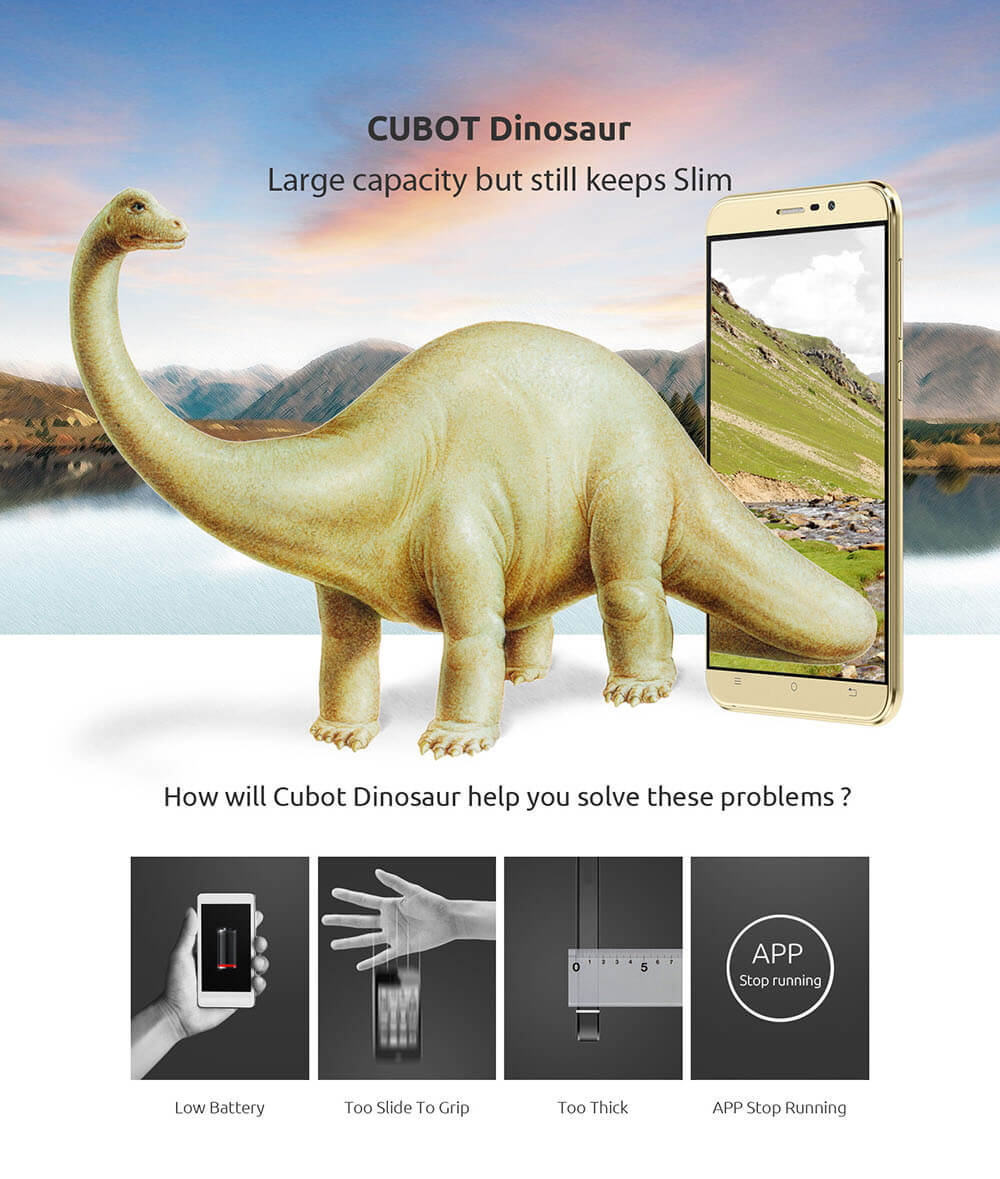 [HK Stock]CUBOT DINOSAUR Smartphone 5.5inch IPS HD 4G FDD-LTE Android 6.0 3GB 16GB MTK6735A Quad Core 4150mAh Battery Utra-thin OTG Hoknot - Gold