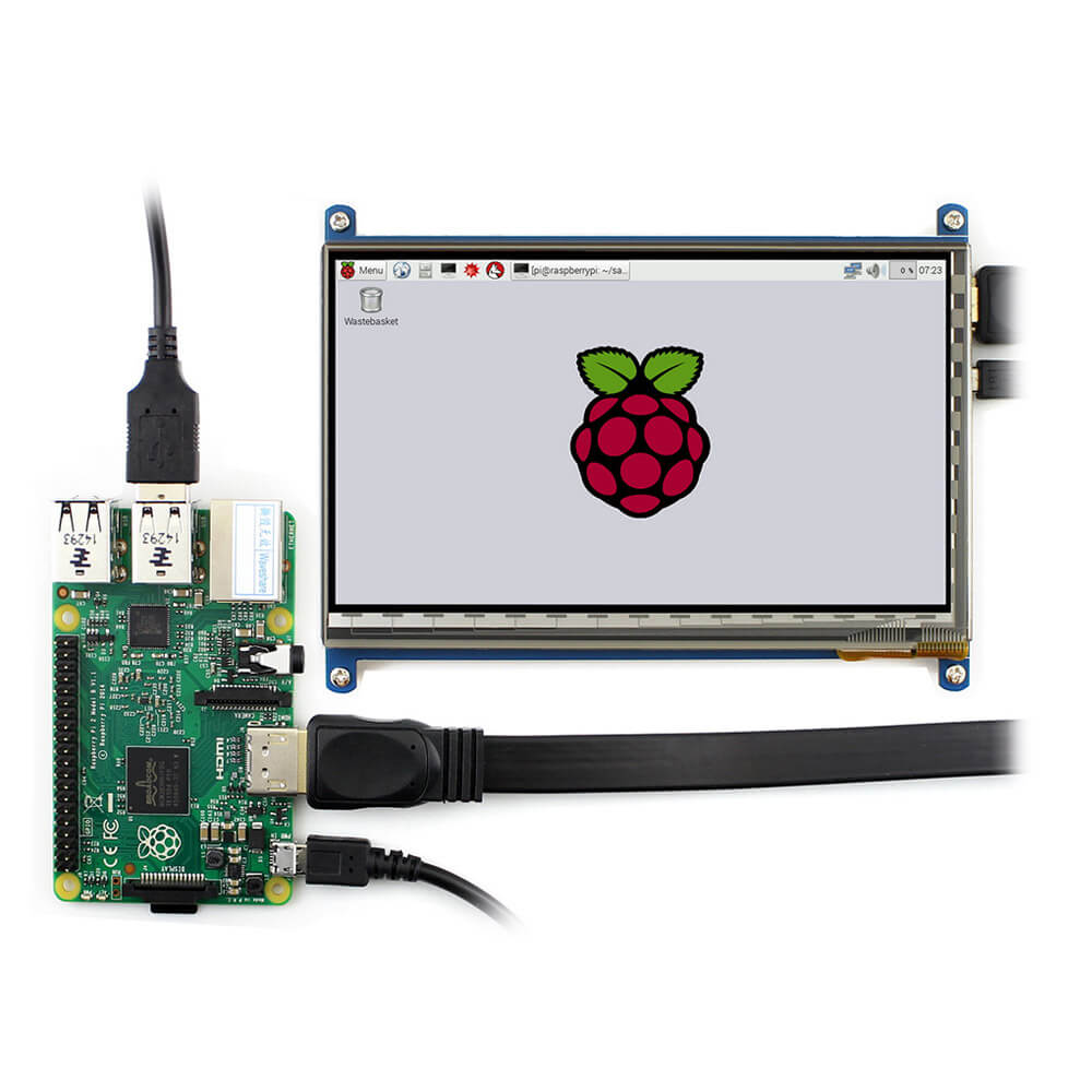 Raspberry Pi 3 Model B + 7inch HDMI LCD (C) + Bicolor Case + 8GB Micro SD Card + Power Adapter