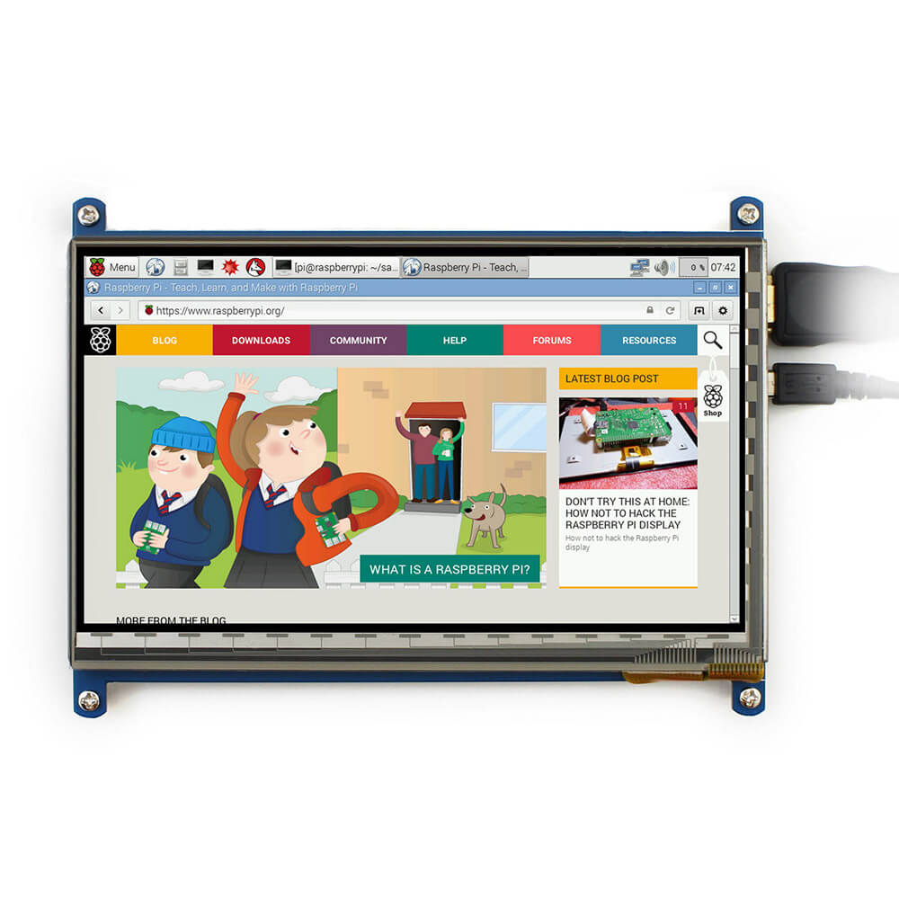 Raspberry Pi 3 Model B + 7inch HDMI LCD (C) + Bicolor Case + 8GB Micro SD Card + Power Adapter