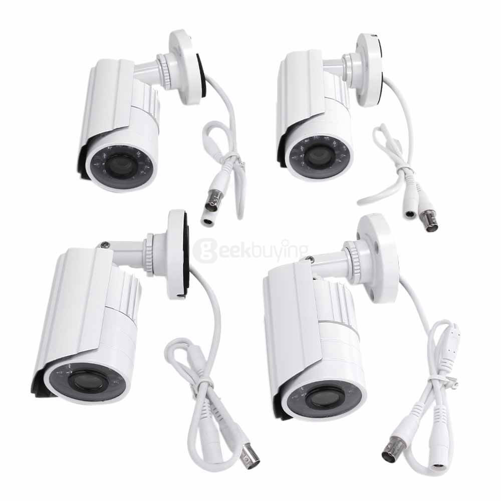 H.264 1/4' Color CMOS Weatherproof Surveillance DVR Kit with 24 LEDs 480TV Lines 3.6mm Lens 4CH CCTV Camera System