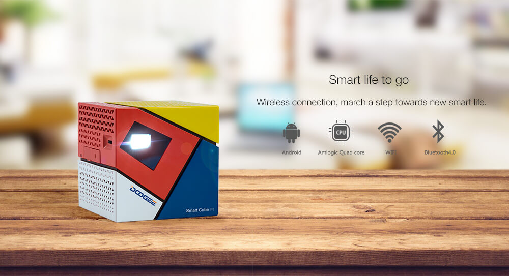 DOOGEE P1 1000LM DLP Projector 2.4G WiFi 1G/8G Bluetooth 4.0 4800mAh Miracast DLNA - Rainbow