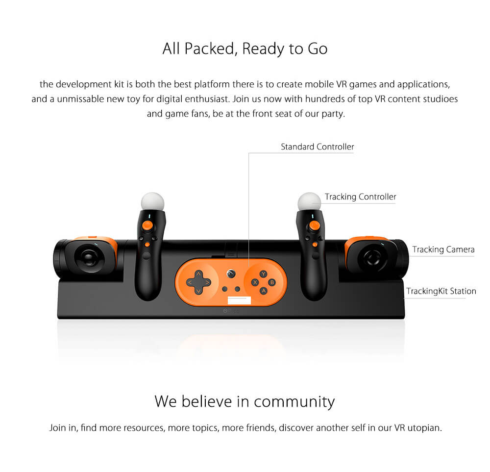 Pico Neo Standard Qualcomm Snapdragon 820 2K 3G 1080P FOV102 Immersive 3D VR Virtua Reality All-in-one Android Headset - Orange