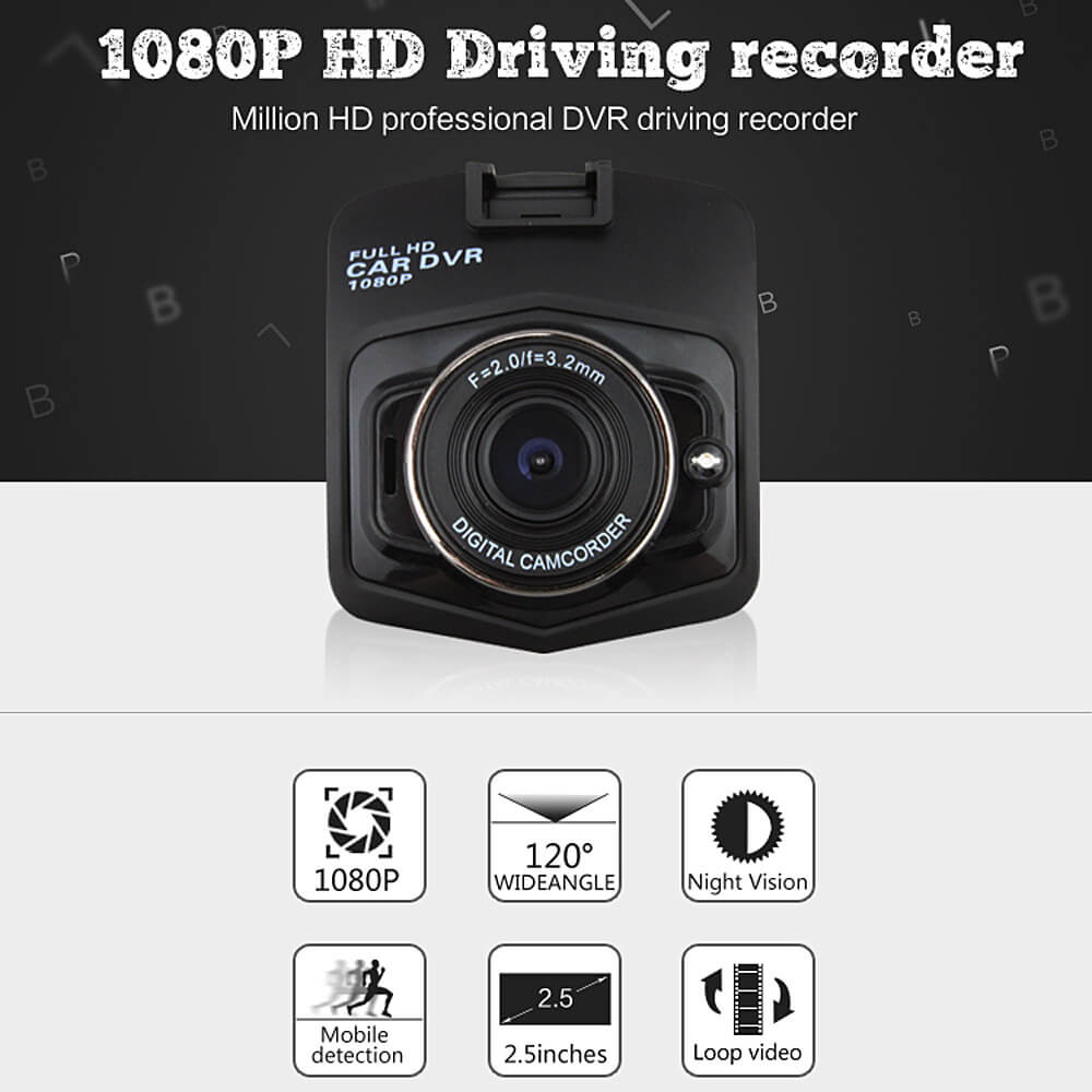 HP320 1080P 2.4inch Car Dashcam Video Recorder Novatek96220 CMOS Image Sensor 120 Degree View Angle Car DVR Night View Car Camera - Black