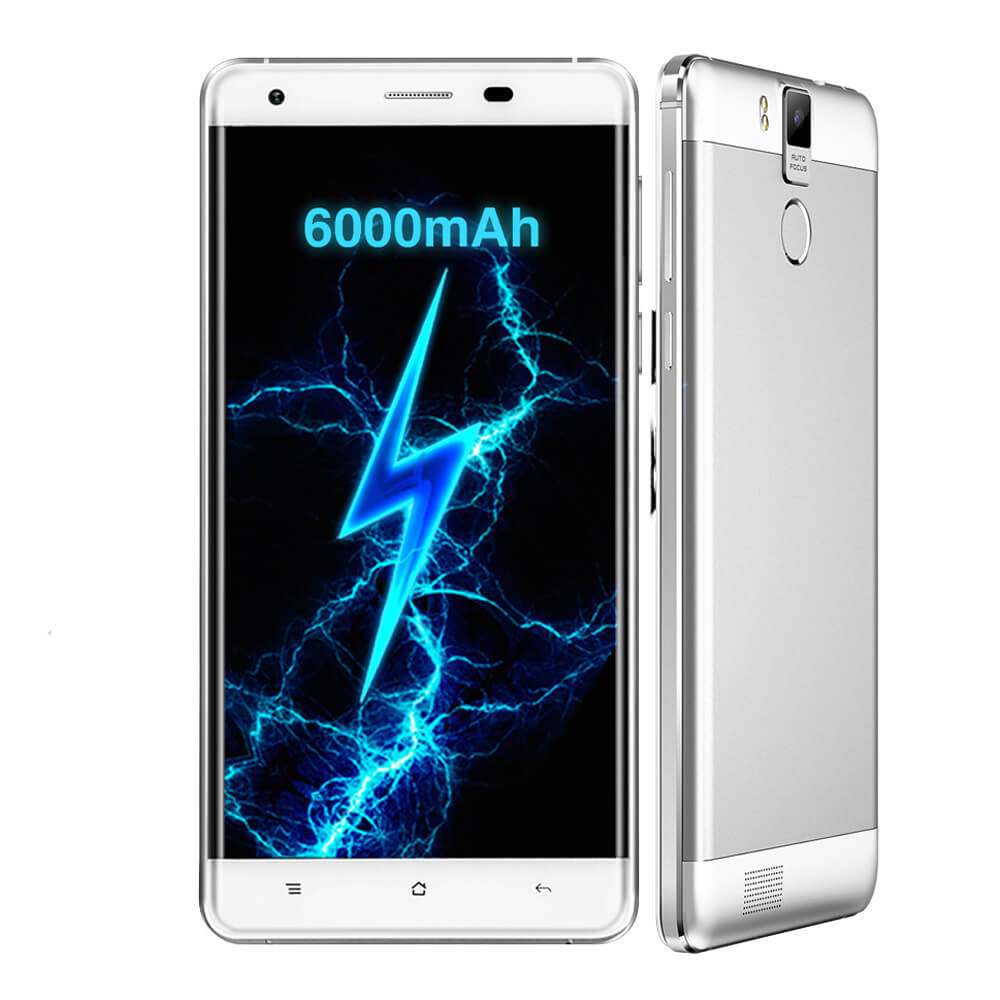 [HK Stock]OUKITEL K6000 Pro 5.5inch LTPS 2.5D FHD 4G 6000mAh Android 6.0 Smartphone 64-Bit MTK6753 Octa Core 3GB 32GB 16.0MP Touch ID Flash Charge OTG - White