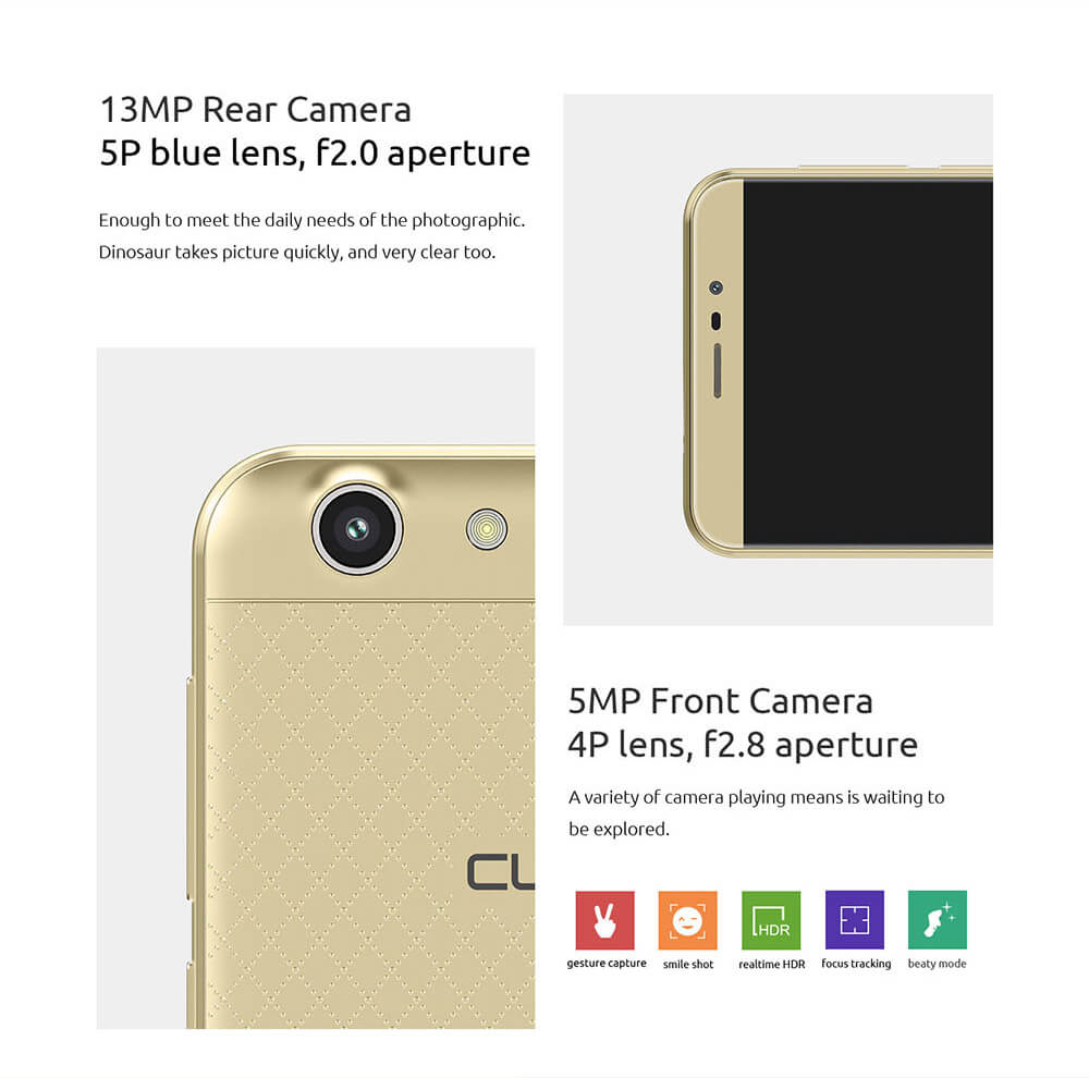 [HK Stock]CUBOT DINOSAUR Smartphone 5.5inch IPS HD 4G FDD-LTE Android 6.0 3GB 16GB MTK6735A Quad Core 4150mAh Battery Utra-thin OTG Hoknot - White