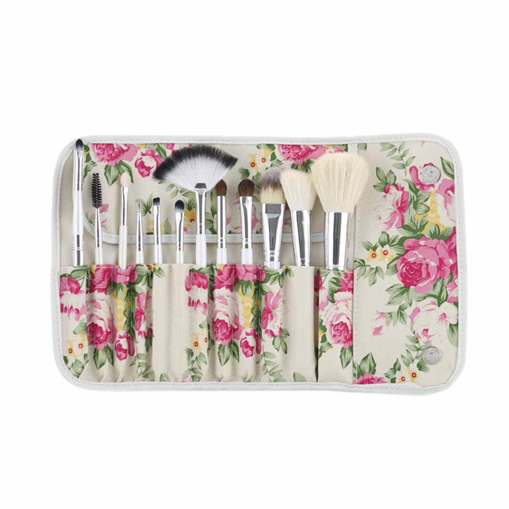 12Pcs Makeup Brush Kits Cosmetic Facial Makeup Set With Rose Flower Case